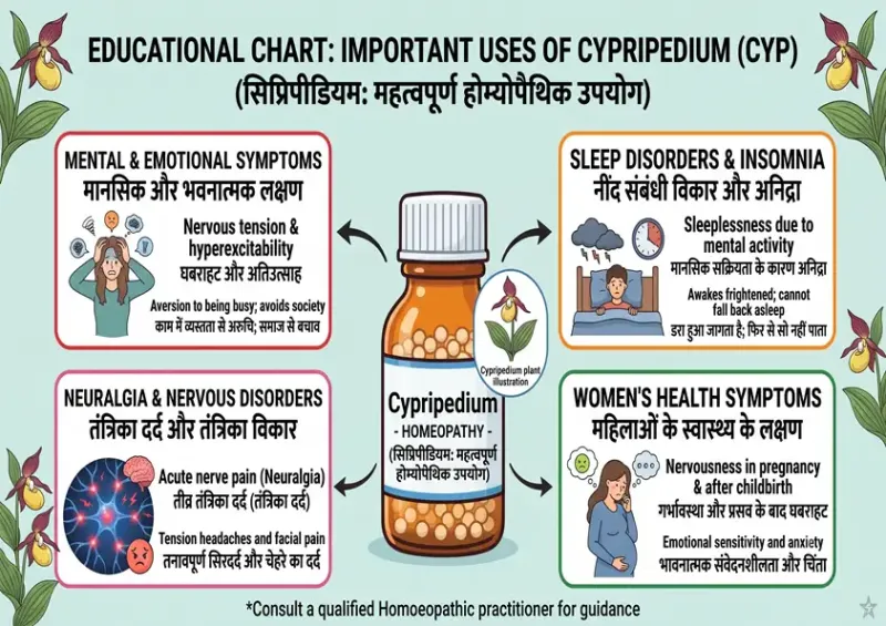 Cypripedium (Lady’s Slipper) – सिप्रिपीडियम — होम्योपैथिक औषधि